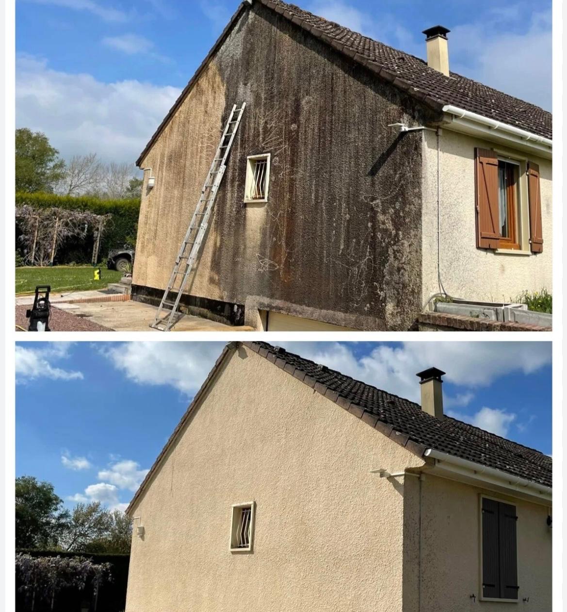 Avant après nettoyage façade maison Haute-Savoie Stany Rénovation